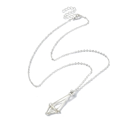Серебро Латунный плетеный мешочек для макраме, пустой держатель для камней, изготовление ожерелья, кабель цепи ожерелье, серебряные, 19-3/8 дюйм (49.3 см)