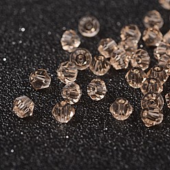 Dark Khaki Imitation Crystallized Glass Beads, Transparent, Faceted, Bicone, Dark Khaki, 4x3.5mm, Hole: 1mm about 720pcs/bag