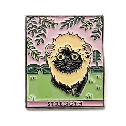 Lion Cat Theme Tarot Card Enamel Pins, Gunmetal Alloy Brooches for Backpack Clothes, Word Strength, Cat Lion, 30.5x25.5x2mm