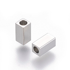 Stainless Steel Color 202 Stainless Steel Beads, Cuboid, Stainless Steel Color, 7x3x3mm, Hole: 2mm