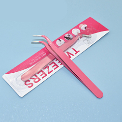 Hot Pink Stainless Steel Tweezers, Bend Head, Hot Pink, 11.6x1cm