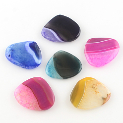 Mixed Color Dyed Teardrop Natural Crackle Agate Pendants, Mixed Color, 42~46x48~54x7~10mm, Hole: 2mm