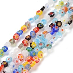 Couleur Mélangete Perles lampwork, perles au chalumeau, faits à la main, rond et plat avec des mauvais œil, couleur mixte, 4.5x2.5mm, Trou: 0.6mm, Environ 90~100 pcs/chapelet, 15.35''~15.75'' (39~40 cm)