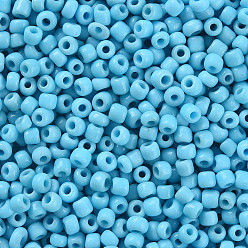 Bleu Ciel Clair Perles de rocaille en verre, opaque graine de couleurs, petites perles artisanales pour la fabrication de bijoux bricolage, ronde, lumière bleu ciel, 3mm, Trou: 1 mm, environ 10000 pcs / livre
