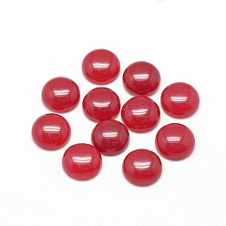 Red Natural White Jade Cabochons, Dyed, Half Round/Dome, Red, 12x5mm