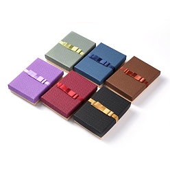 Mixed Color Cardboard Jewelry Set Boxes, Covered with Ribbon Bowknot and Paper, for Necklaces, Rings, Earrings, Rectangle, Mixed Color, 12.5x9x3.05cm