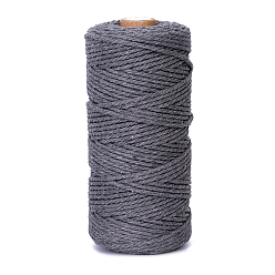 Dark Gray 100M Round Cotton Braided Cord, for DIY Handmade Tassel Embroidery Craft, Dark Gray, 3mm, about 109.36 Yards(100m)/Roll