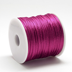 Medium Violet Red Nylon Thread, Rattail Satin Cord, Medium Violet Red, about 1mm, about 76.55 yards(70m)/roll