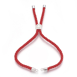 Rouge Fabrication de bracelet de cordon de coton, avec les accessoires en laiton, plat et circulaire avec arbre de vie, rouge, 8-5/8 pouce (22 cm), Trou: 2mm