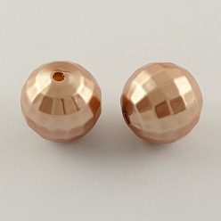 BurlyWood ABS Plastic Imitation Pearl Faceted Round Beads, BurlyWood, 20mm, Hole: 2.5mm, about 122pcs/500g
