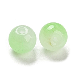 Vert Clair Perles de verre de peinture par pulvérisation bicolore, imitation verre de jade, ronde, vert clair, 10mm, Trou: 1.8mm, 200 pcs /sachet 
