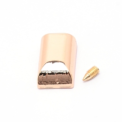 Light Gold Alloy Bag Zipper Cord End, with Iron Screw, Rectangle, Light Gold, 17x11x6mm, 4x9mm Inner Size