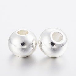 Silver 304 Stainless Steel Beads, Round, Silver Color Plated, 8x6.5mm, Hole: 3mm