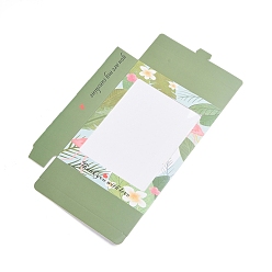 Blanco Caja de papel kraft creativa plegable, caja de regalo de papel, con ventana transparente, rectángulo con el modelo de flor, verde mar oscuro, 17.7x13.5x3.7 cm