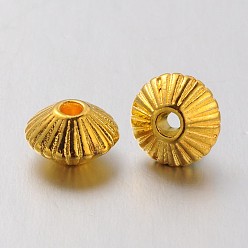 Золотой Тибетском стиле сплав Шарики прокладки, без свинца и без кадмия, двухконусные, золотые, 7.5x4.6 мм, отверстие : 1 мм