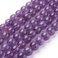 Indigo Natural Amethyst Beads Strands, Dyed, Round, Indigo, 6mm, Hole: 1mm; about 32pcs/strand, 7 inch