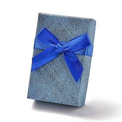 Azul Royal Cajas de embalaje de juego de joyas de cartón., con la esponja en el interior, para anillos, pequeños relojes, , Aretes, , Rectángulo con bowknot, azul real, 8.35x5.5x2.55~3 cm