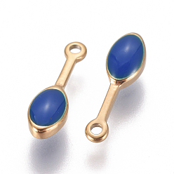 MediumBlue Revestimiento de iones (ip) 304 amuletos de esmalte de acero inoxidable, lágrima, dorado, azul real, 13.5x4x3 mm, agujero: 1 mm