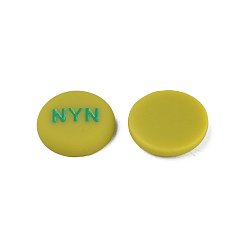 Желто-Зеленый Кабошоны акриловой эмали, плоский круглый со словом nyn, желто-зеленый, 21x5 мм