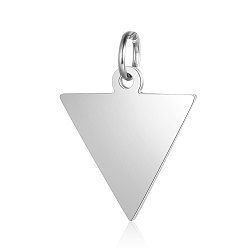 Stainless Steel Color 201 Stainless Steel Pendants, Manual Polishing, Inverted Triangle, Stainless Steel Color, 16x15x1mm, Hole: 3.5mm