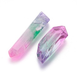 Colorido Abalorios naturales de cristal de cuarzo., sin agujero / sin perforar, pepitas, colorido, 30~75x12~20x4~18 mm, Sobre 32~60 unidades / 1000 g