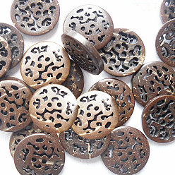 Coconut Brown Round Hollow-Out 2-hole Basic Sewing Button, Coconut Button, Coconut Brown, about 15mm in diameter, about 100pcs/bag
