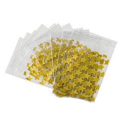 Yellow Rectangle PE Plastic Cellophane Bags, Star Pattern, Yellow, 13x8cm