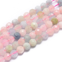 Morganite Natural Morganite Beads Strands, Faceted, Round, 5mm, Hole: 0.8mm, about 67pcs/strand, 15.7 inch(40cm)