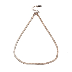 Rose Gold Ion Plating(IP) 304 Stainless Steel Herringbone Chain Necklace, Rose Gold, 15.98 inch(40.6cm)