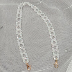 Clear AB Plastic Imitation Pearl Beads Bag Chain Shoulder, with Metal Buckles, for Bag Straps Replacement Accessories, Clear AB, 100cm