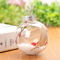 Claro Colgantes de bolas rellenables de plástico transparente decoraciones, con mimbre dentro, adorno colgante del árbol de navidad, Claro, 80 mm