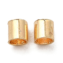 Настоящее золото 18K Spacer бисер латунные, трубка, реальный 18 k позолоченный, 2x2 мм, отверстие : 1.2 мм
