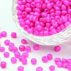 Fuchsia Baking Paint Glass Seed Beads, Fuchsia, 6/0, 4~5x3~4mm, Hole: 1~2mm, about 500pcs/50g, 50g/bag, 18bags/2pounds
