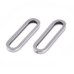 Stainless Steel Color 201 Stainless Steel Linking Rings, Laser Cut, Oval, Stainless Steel Color, 20x6x1.5mm, Inner Diameter: 17x3mm