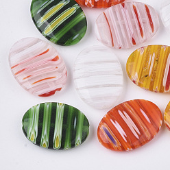 Mixed Color Handmade Millefiori Glass Beads, Oval, Mixed Color, 25x18~19x6mm, Hole: 1.2mm