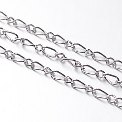 Platinum Nickel Free Iron Handmade Chains Figaro Chains Mother-Son Chains, Unwelded, Platinum Color, with Spool, Mother Link: 3x6mm, Son Link: 2.5x3mm, 0.6mm thick, about 328.08 Feet(100m)/roll