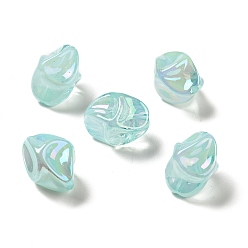 Turquoise Pâle Placage uv perles acryliques irisées arc-en-ciel, nuggets, turquoise pale, 18.5x15x13.5mm, Trou: 1.4mm