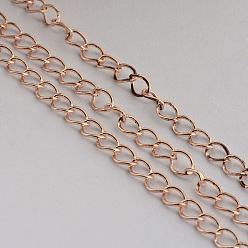 Rose Gold Brass Twisted Chains, Curb Chains, Soldered, with Spool, Oval, Lead Free & Nickel Free & Cadmium Free, Rose Gold, 5x4x0.5mm, about 301.83 Feet(92m)/roll