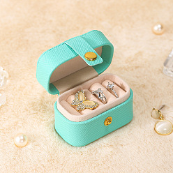 Turquoise Boîtes de rangement de bijoux en similicuir rectangle pu, étui de voyage portable avec fermoir à pression, pour porte-boucles d'oreilles, cadeau pour les femmes, turquoise, 3.9x6.5x4.7 cm