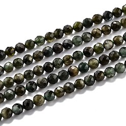 Tourmaline Natural Green Tourmaline Beads Strands, Faceted, Round, 4mm, Hole: 0.6mm, about 96pcs/strand, 15.35 inch(39cm)