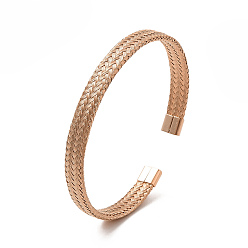 Розовое Золото 304 сетчатые цепочки из нержавеющей стали образуют открытый браслет-манжету для женщин, розовое золото , внутренний диаметр: 2-1/4x2-1/8 дюйм (5.4x5.8 см)