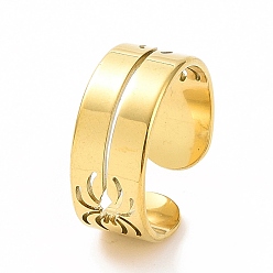 Oro Chapado en iones (ip) 304 acero inoxidable ahueca hacia fuera el anillo de puño abierto de araña para mujer, dorado, diámetro interior: 17 mm