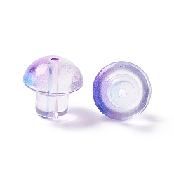 Violet Bleu Des billes de verre transparentes, champignons, bleu violet, 13.5x13.5mm, Trou: 1.6mm