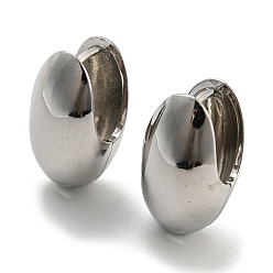 Platinum Egg Hoop Earrings, Brass Jewelry for Women, Cadmium Free & Lead Free, Platinum, 20.5x12mm