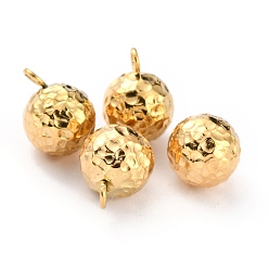 Golden Ion Plating(IP) 304 Stainless Steel Charms, Round, Textured, Golden, 10.8x8mm, Hole: 1.8mm