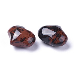 Obsidienne Acajou Acajou naturel obsidienne coeur pierre d'amour, pierre de palme de poche pour équilibrer le reiki, 20x25x11~13mm