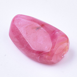 Hot Pink Acrylic Beads, Imitation Gemstone, Nuggets, Hot Pink, 27.5x15x10mm, Hole: 1.5mm, about 170pcs/500g