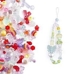 Coloré 150 pièces perles acryliques roses aléatoires ours pastel perles entretoises papillon perles en vrac pour bijoux porte-clés téléphone lanière faisant, colorées, 17mm