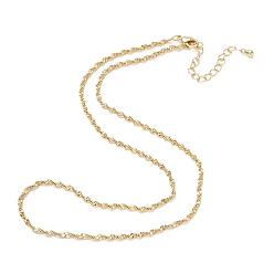 Real 18K Gold Plated Brass Rope Chain Necklaces, Long-Lasting Plated, Real 18K Gold Plated, 15.94 inch(40.5cm)