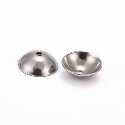 Stainless Steel Color 304 Stainless Steel Bead Caps, Stainless Steel Color, 6x2mm, Hole: 0.5mm